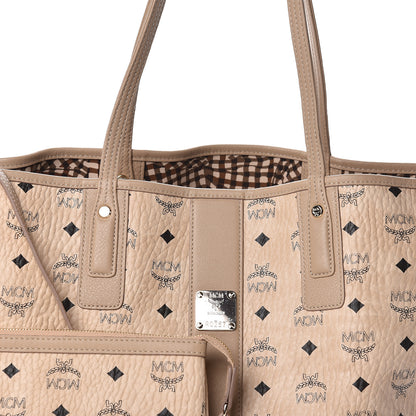 MCM Visetos Large Liz Reversible Shopper Tote Beige 14 of 15