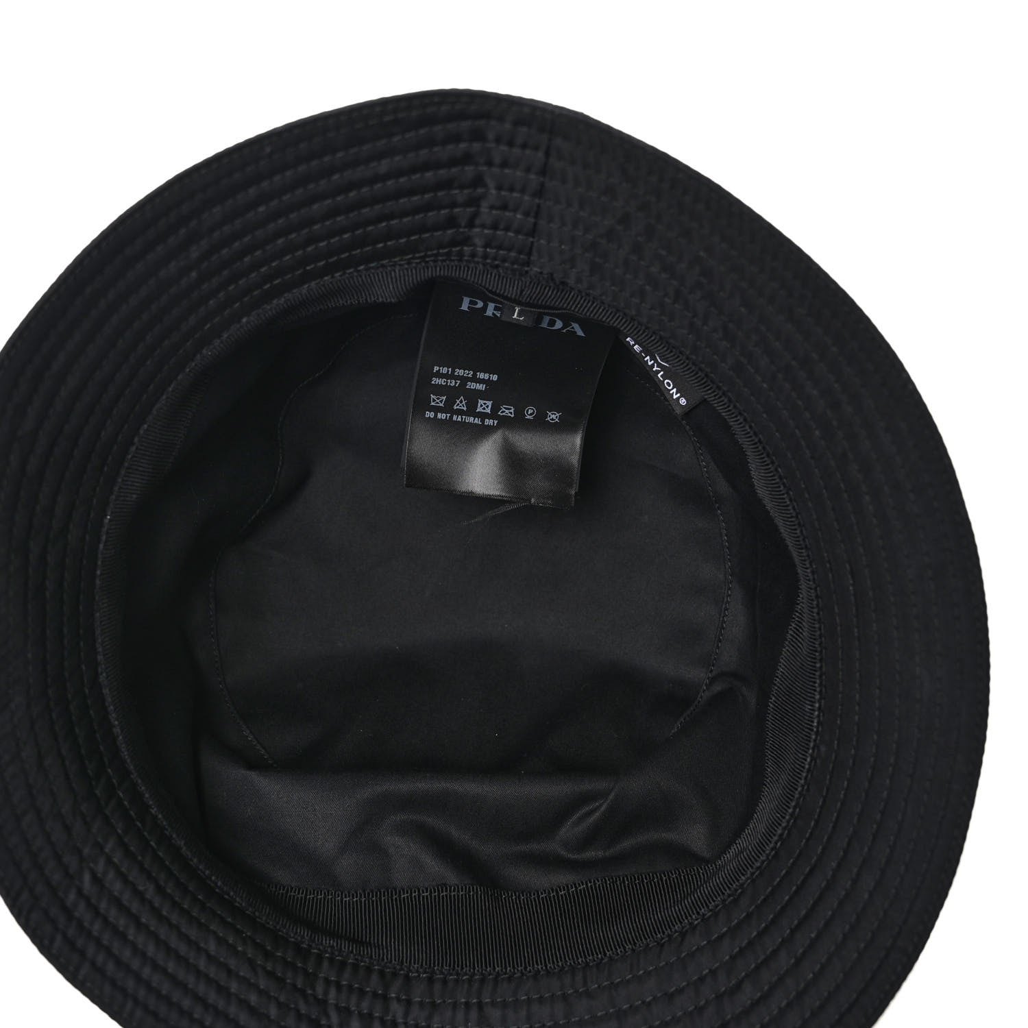 Prada Re-Nylon Metal Triangle Logo Mens Bucket Hat L Black 7 of 8