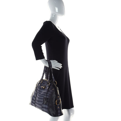 Saint Laurent Nubuck Crocodile Embossed Large Muse Grey 2 of 14