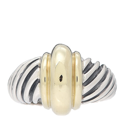 David Yurman Sterling Silver 14K Yellow Gold Cable Station Ring 53 6.5 1 of 4