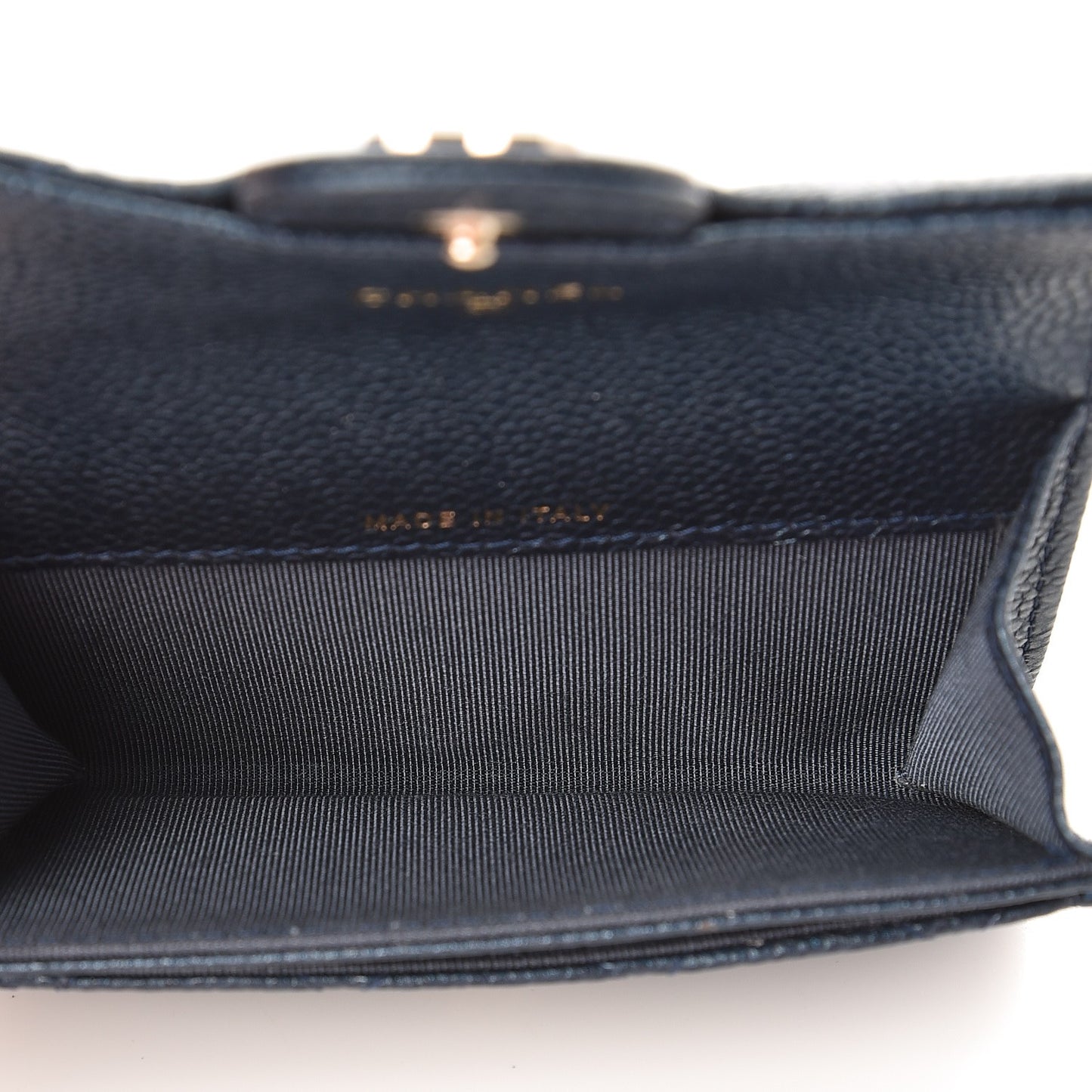 Metallic Caviar Quilted Card Holder Blue
