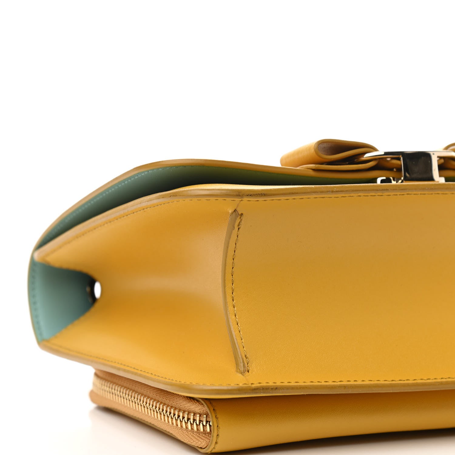 Salvatore Ferragamo Calfskin Small Vara Chain Crossbody Yellow 5 of 11