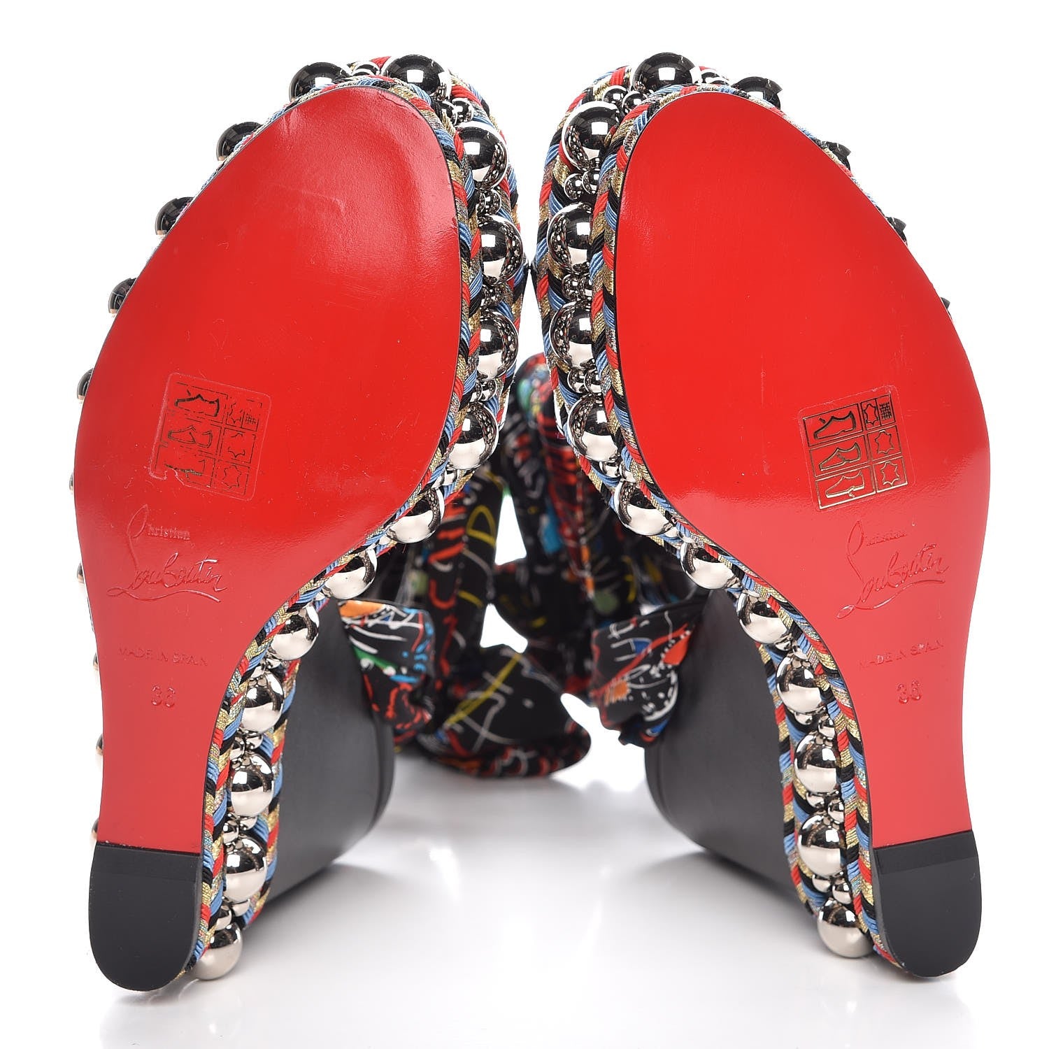 Christian Louboutin Patent Crepe Satin Loubitag Levantine 120 Wedge Sandals 36 Black 5 of 9