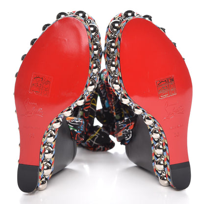 Christian Louboutin Patent Crepe Satin Loubitag Levantine 120 Wedge Sandals 36 Black 5 of 9