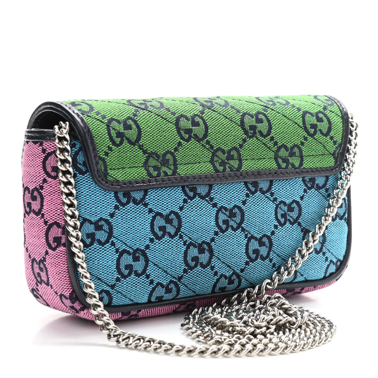Gucci Monogram Multicolor Matelasse Diagonal Super Mini GG Marmont Shoulder Bag Green Blue Yellow Light Blue Pink 3 of 11