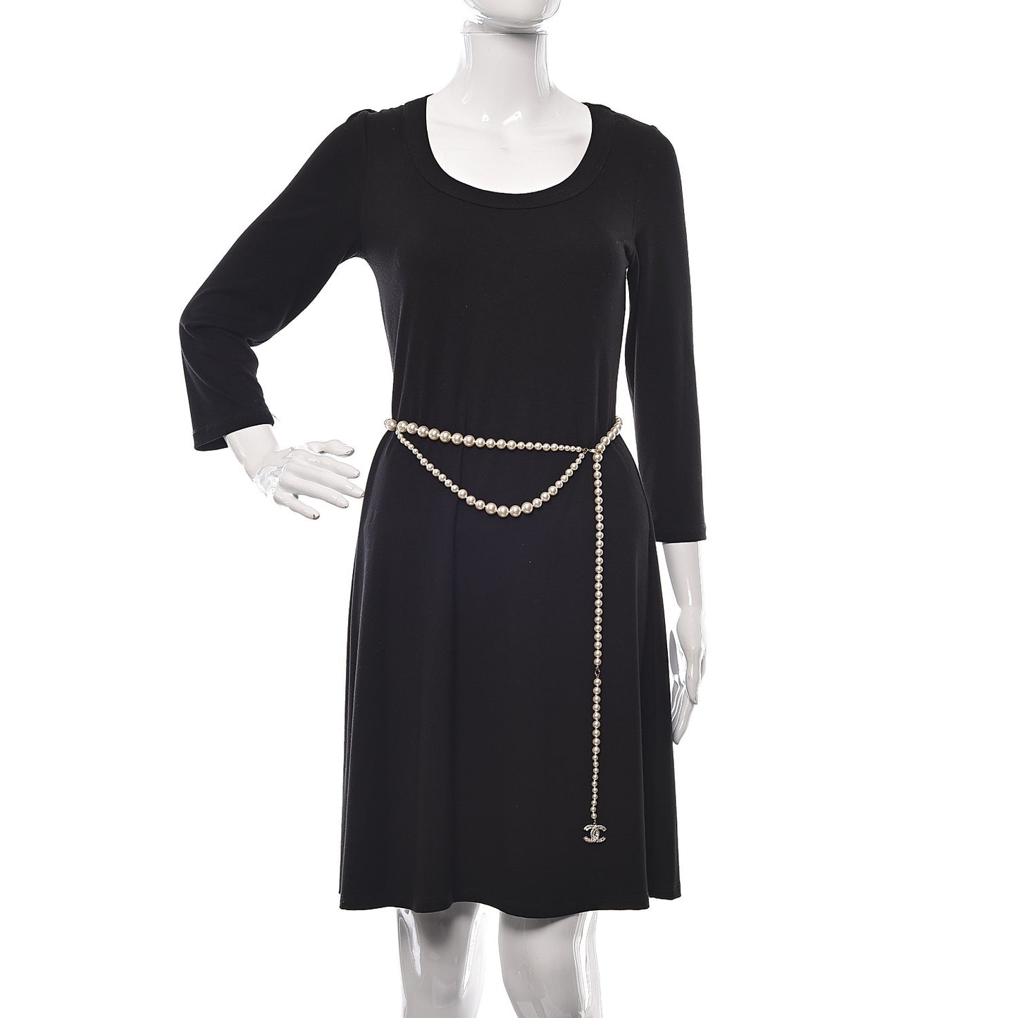 Pearl Baguette Crystal CC Double Strand Belt Gold