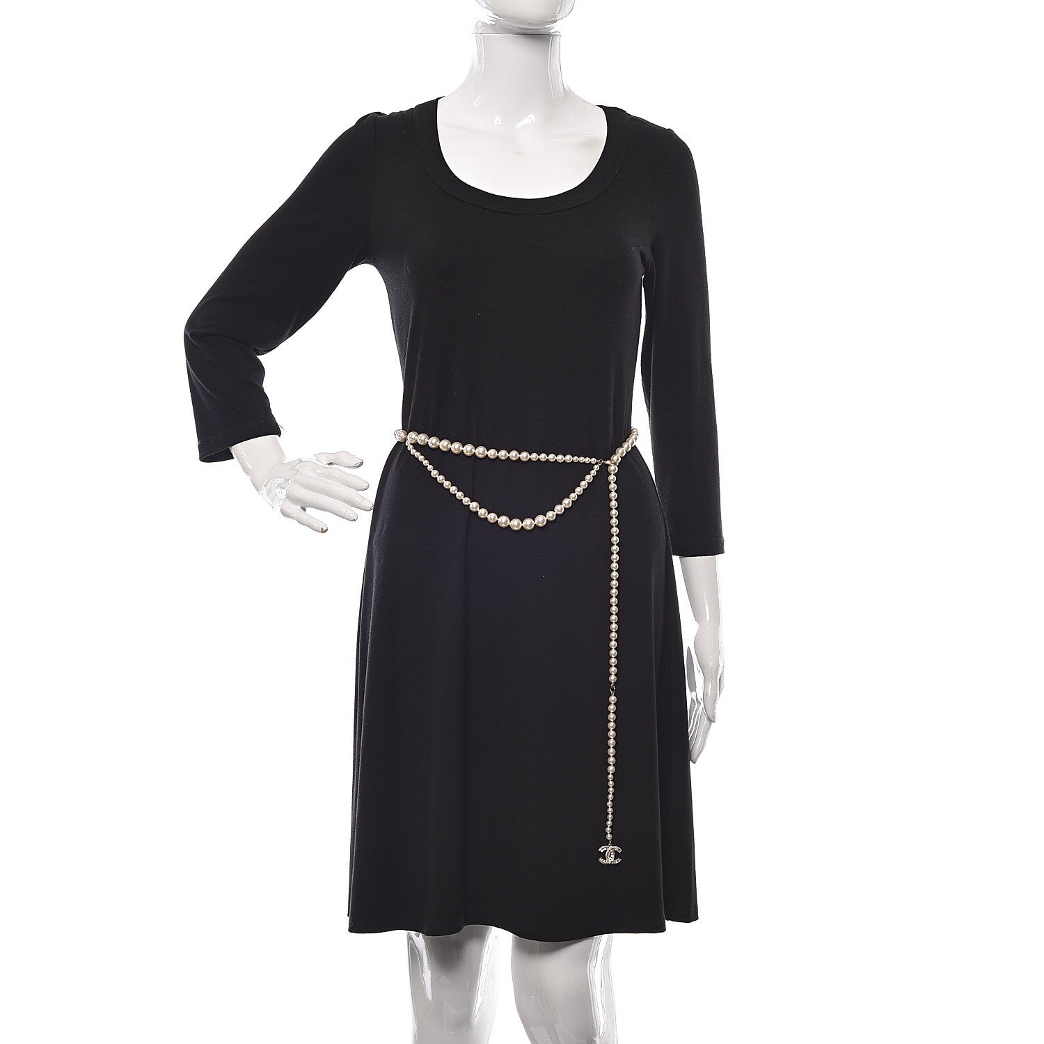 Chanel Pearl Baguette Crystal CC Double Strand Belt Gold 2 of 5