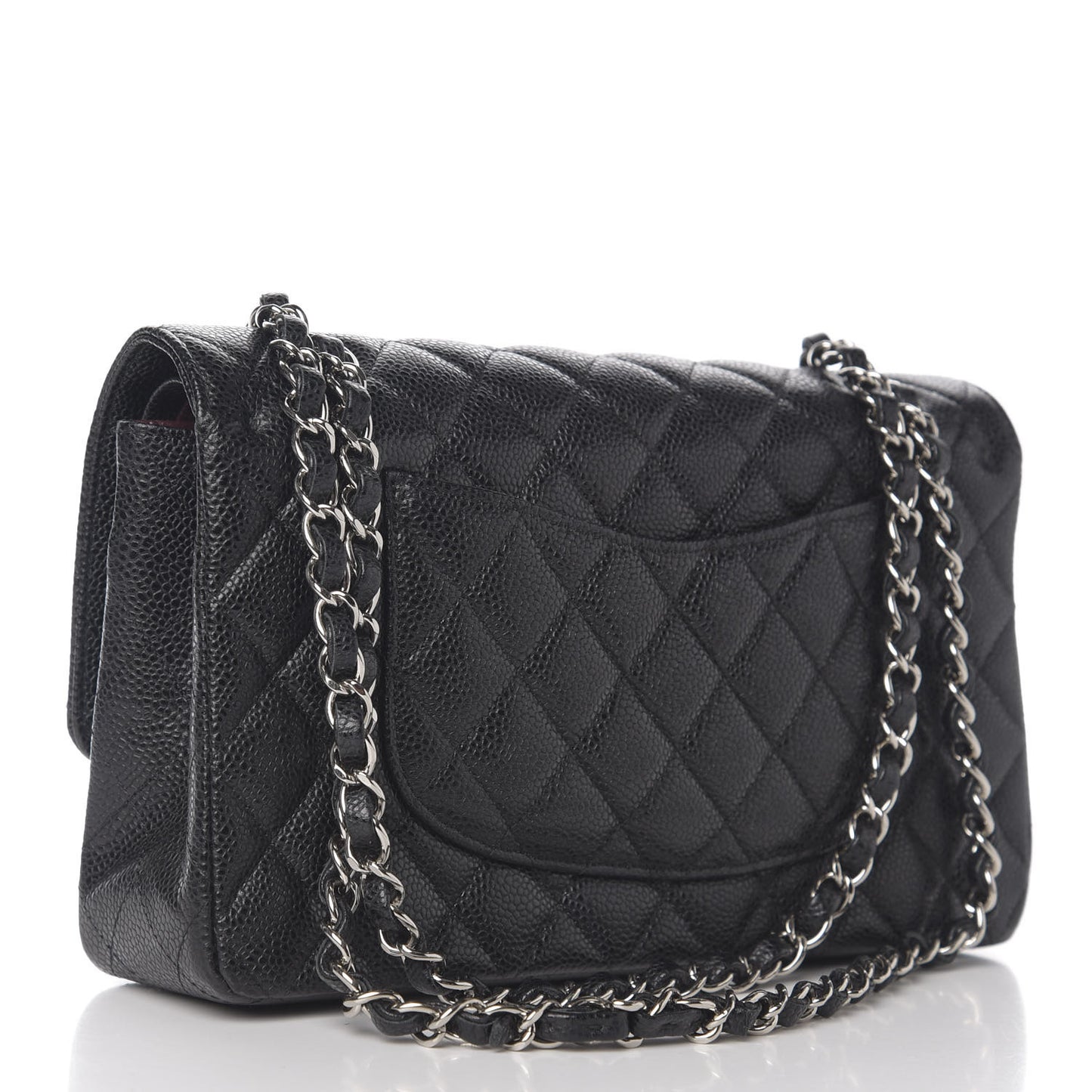 Caviar Quilted Medium Double Flap Black