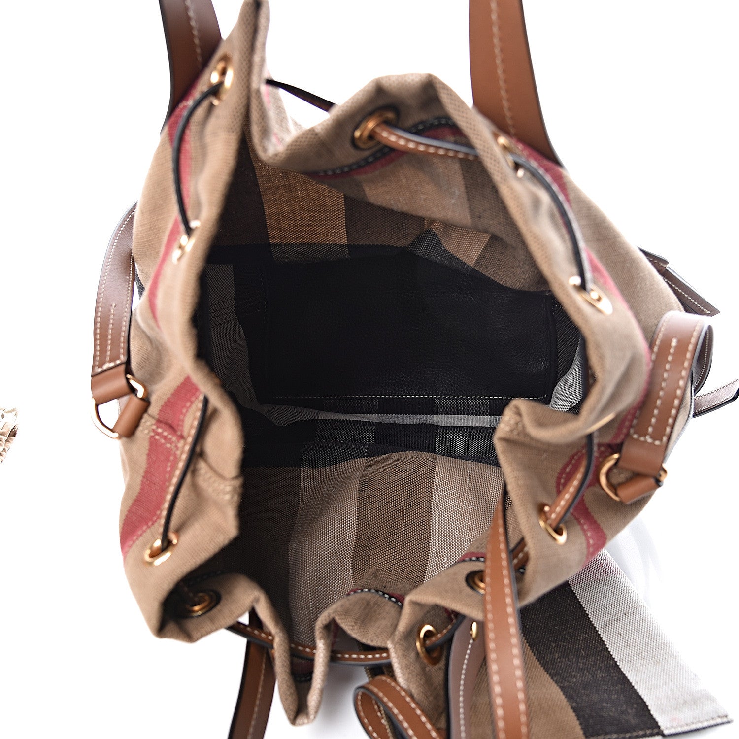 Burberry Canvas House Check Medium Bucket Tan 6 of 10