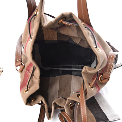 Burberry Canvas House Check Medium Bucket Tan 6 of 10