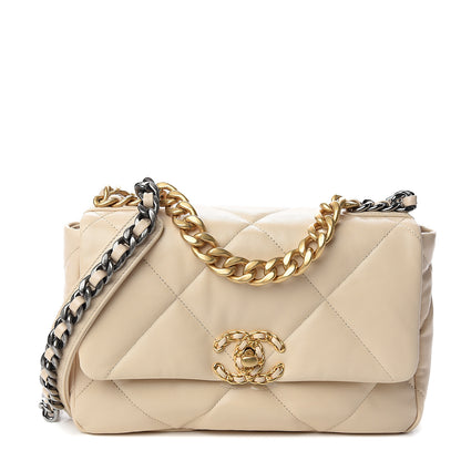 Chanel Goatskin Quilted Medium 19 Flap Beige 1 of 10