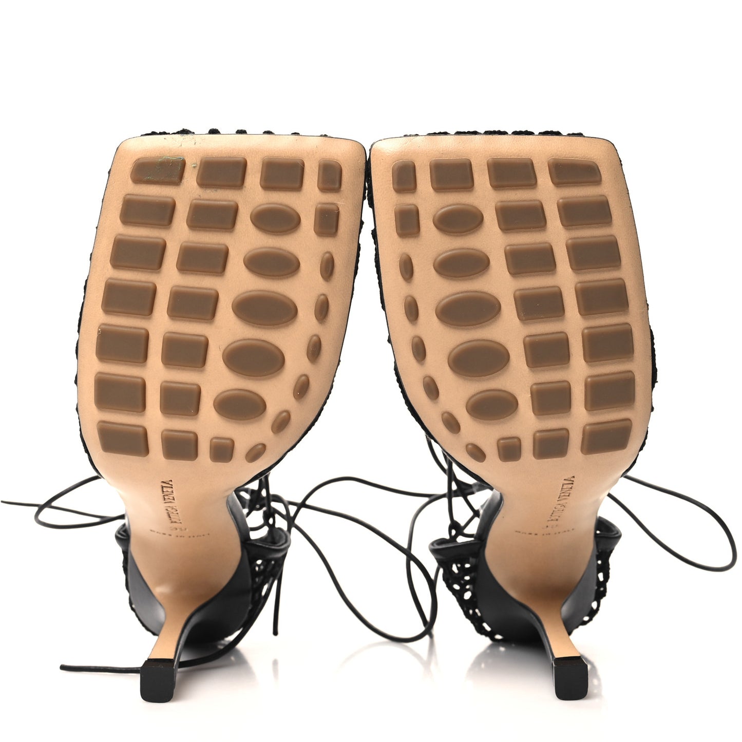 Mesh Nappa Stretch Ankle Tie 90mm Sandals 39 Black