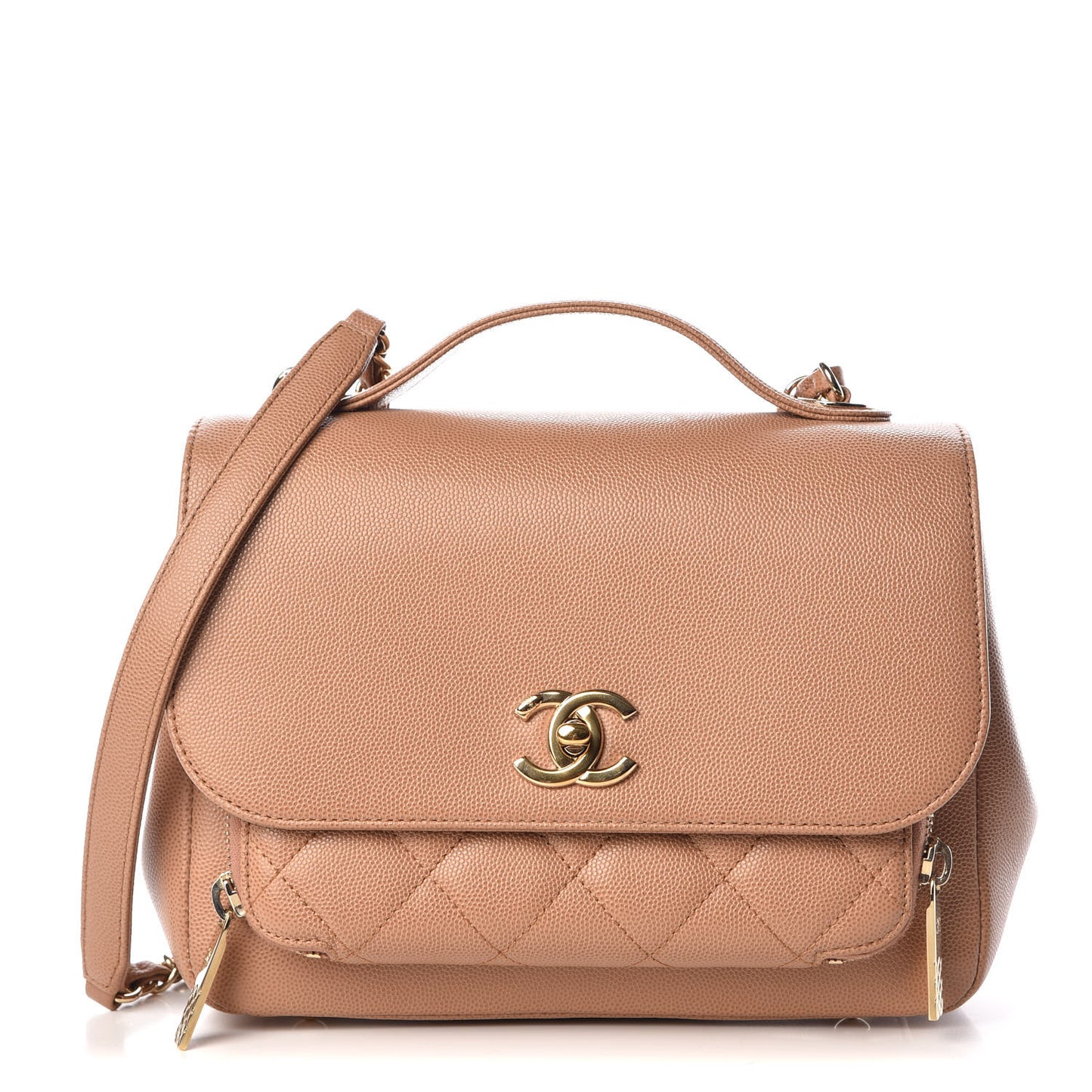 Caviar Quilted Small Business Affinity Flap Camel