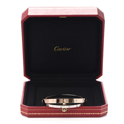 Cartier 18K Pink White Gold 12 Diamond Double LOVE Bracelet 16 5 of 5