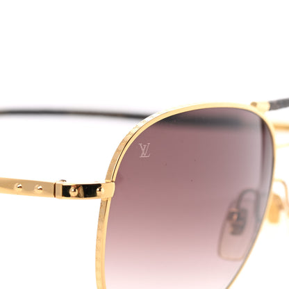Louis Vuitton Damier Ebene Conspiration Pilote Aviator Sunglasses Z0202U Gold 8 of 9