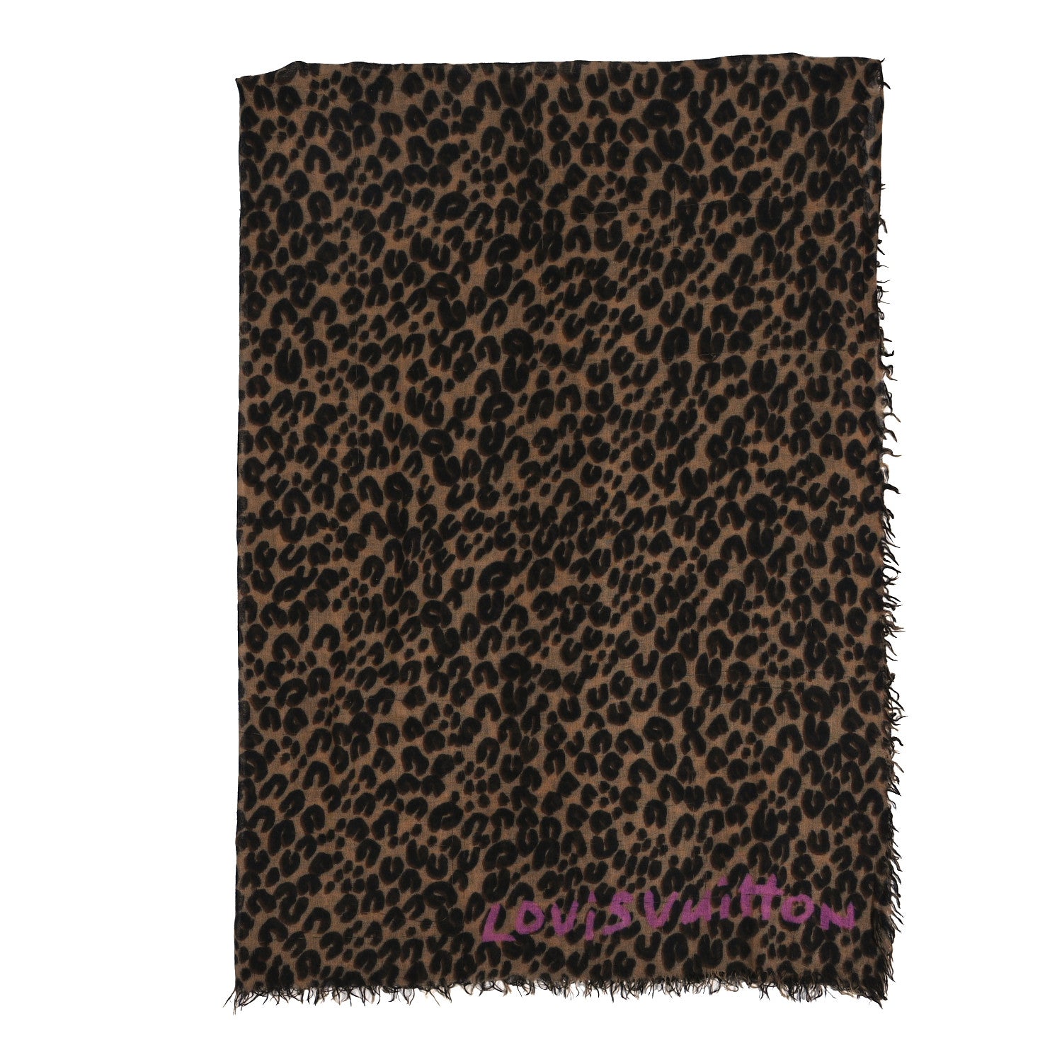Louis Vuitton Cashmere Silk Leopard Etole Stole Marron 2 of 4