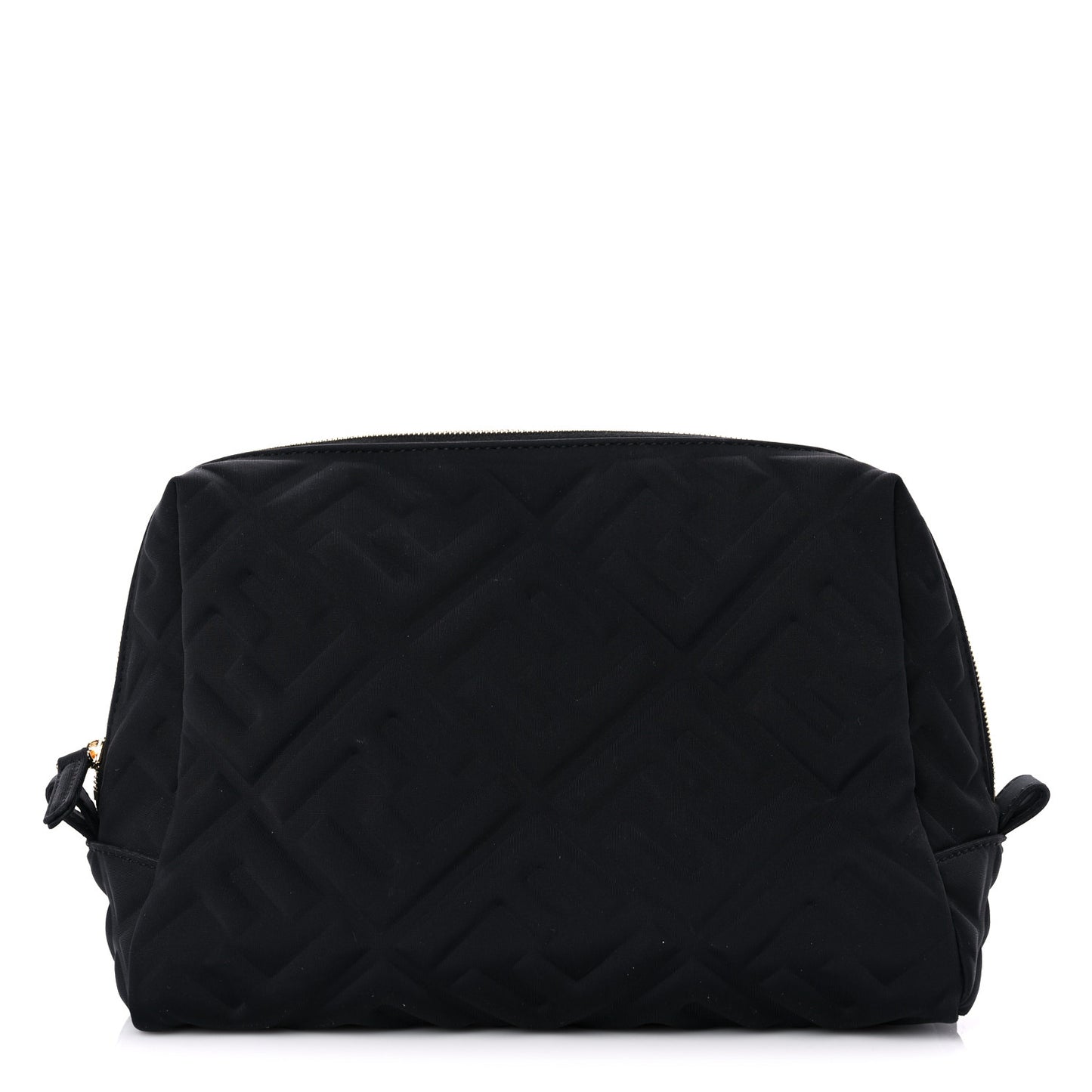 Lycra FF Embossed Medium Trapezoid Beauty Pouch Black