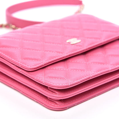 Chanel Caviar Quilted Square Wallet On Chain WOC Pink 8 of 10