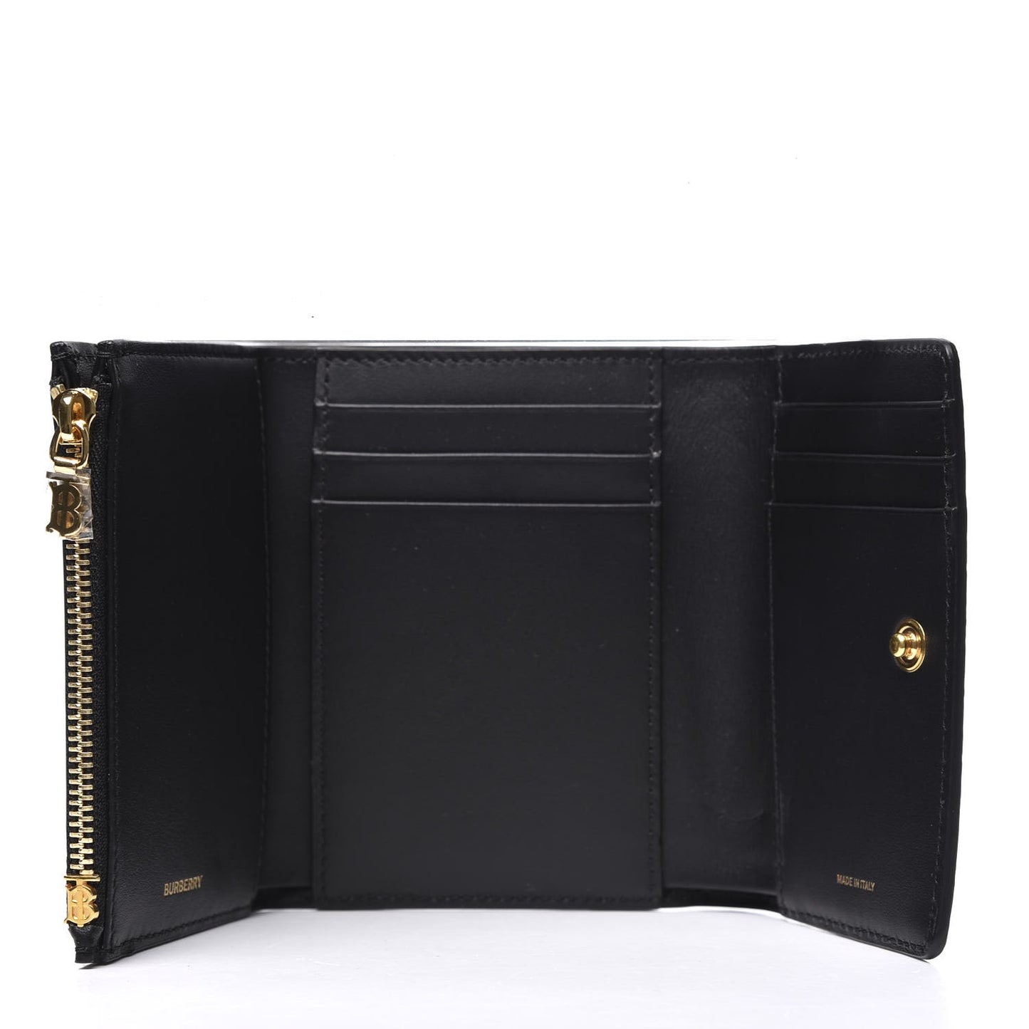 Calfskin Embossed Monogram Tri-Fold Compact Wallet Black