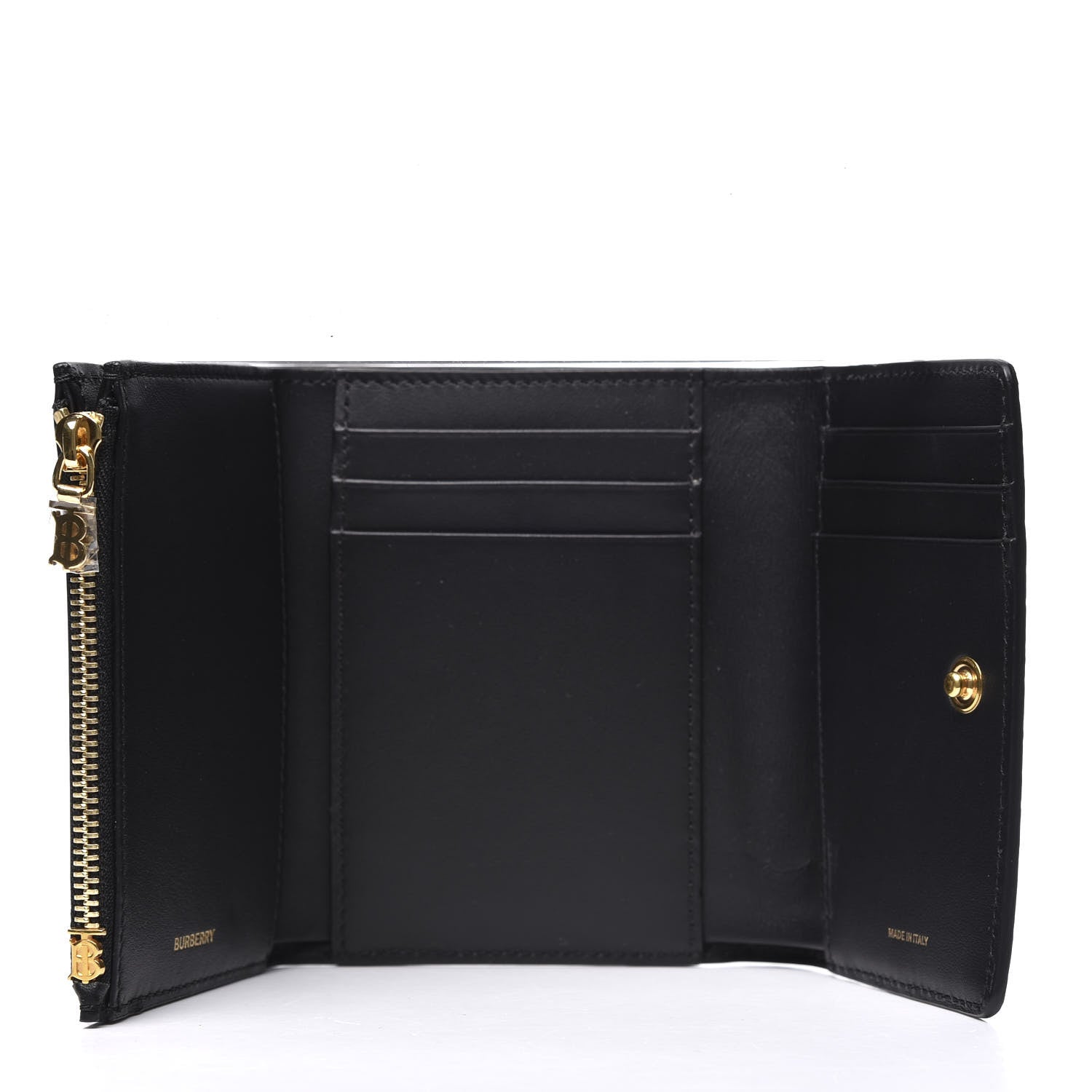 Burberry Calfskin Embossed Monogram Tri-Fold Compact Wallet Black 4 of 11