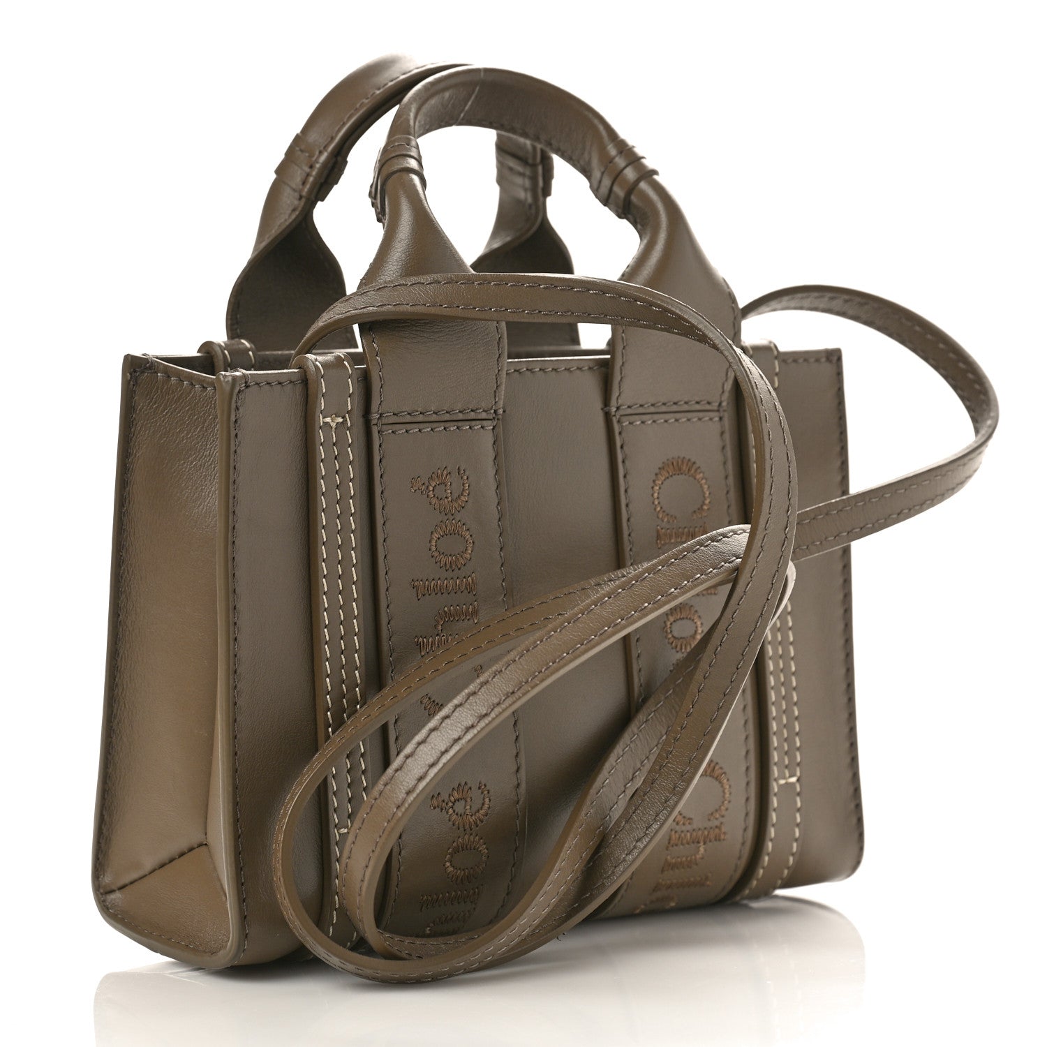 Chloe Calfskin Mini Woody Ribbon Tote Army Green 2 of 9
