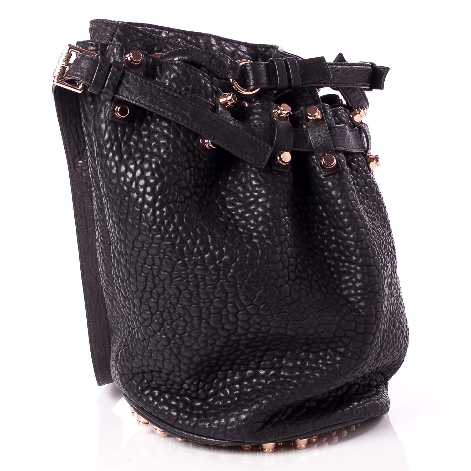 Alexander Wang Leather Diego Bucket Bag w Rose Gold Hardware Black 3 of 7