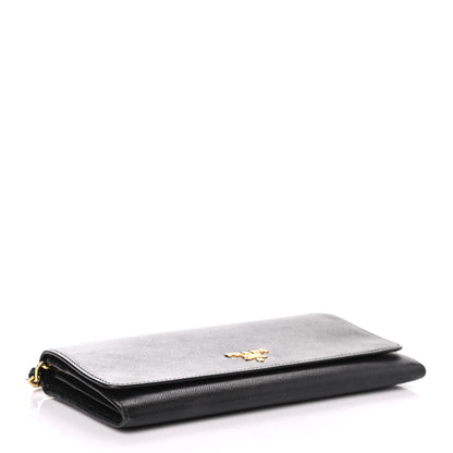 Prada Saffiano Metal Oro Chain Wallet Black 3 of 4