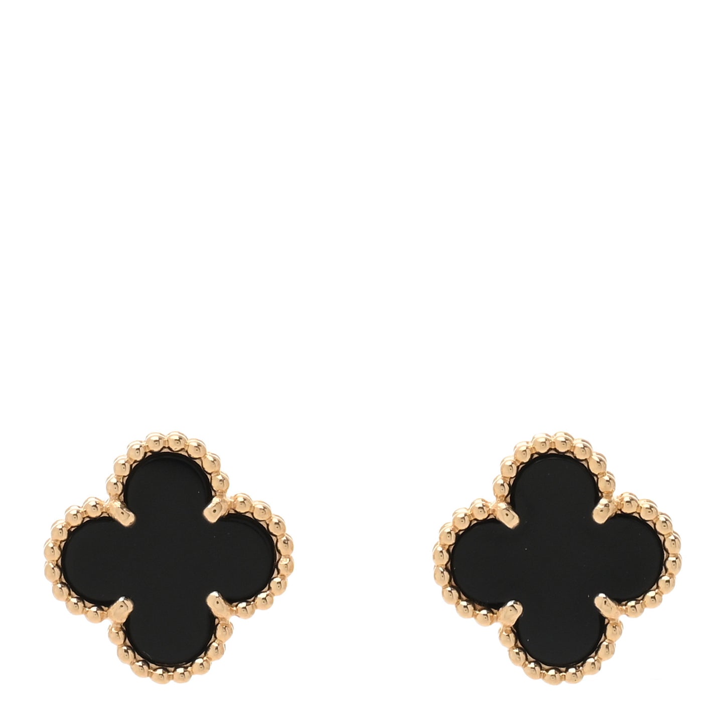 18K Yellow Gold Black Onyx Sweet Alhambra Earrings