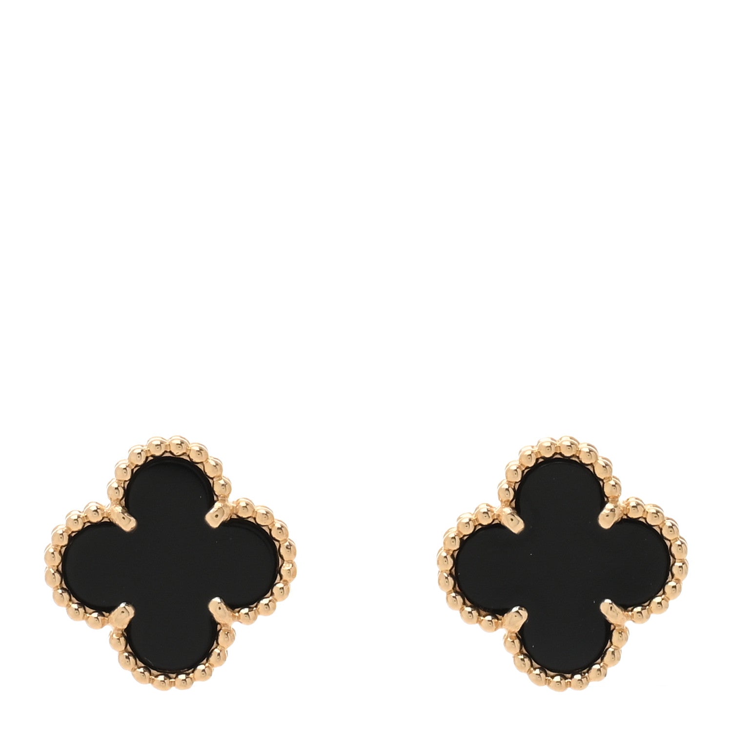 Van Cleef & Arpels 18K Yellow Gold Black Onyx Sweet Alhambra Earrings 1 of 5