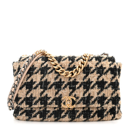 Chanel Tweed Maxi Chanel 19 Flap Beige Black 1 of 10