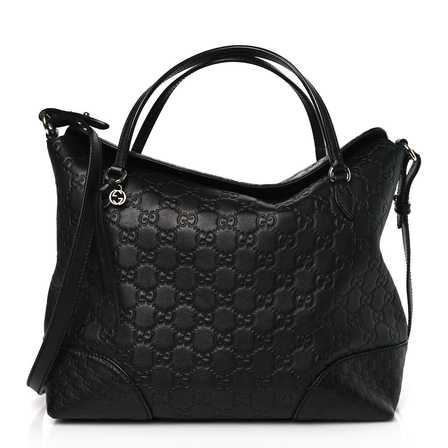 Gucci Guccissima Medium Bree Foldover Tote Black 1 of 9