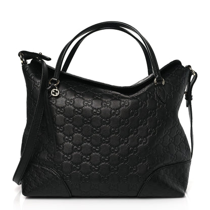 Gucci Guccissima Medium Bree Foldover Tote Black 1 of 9