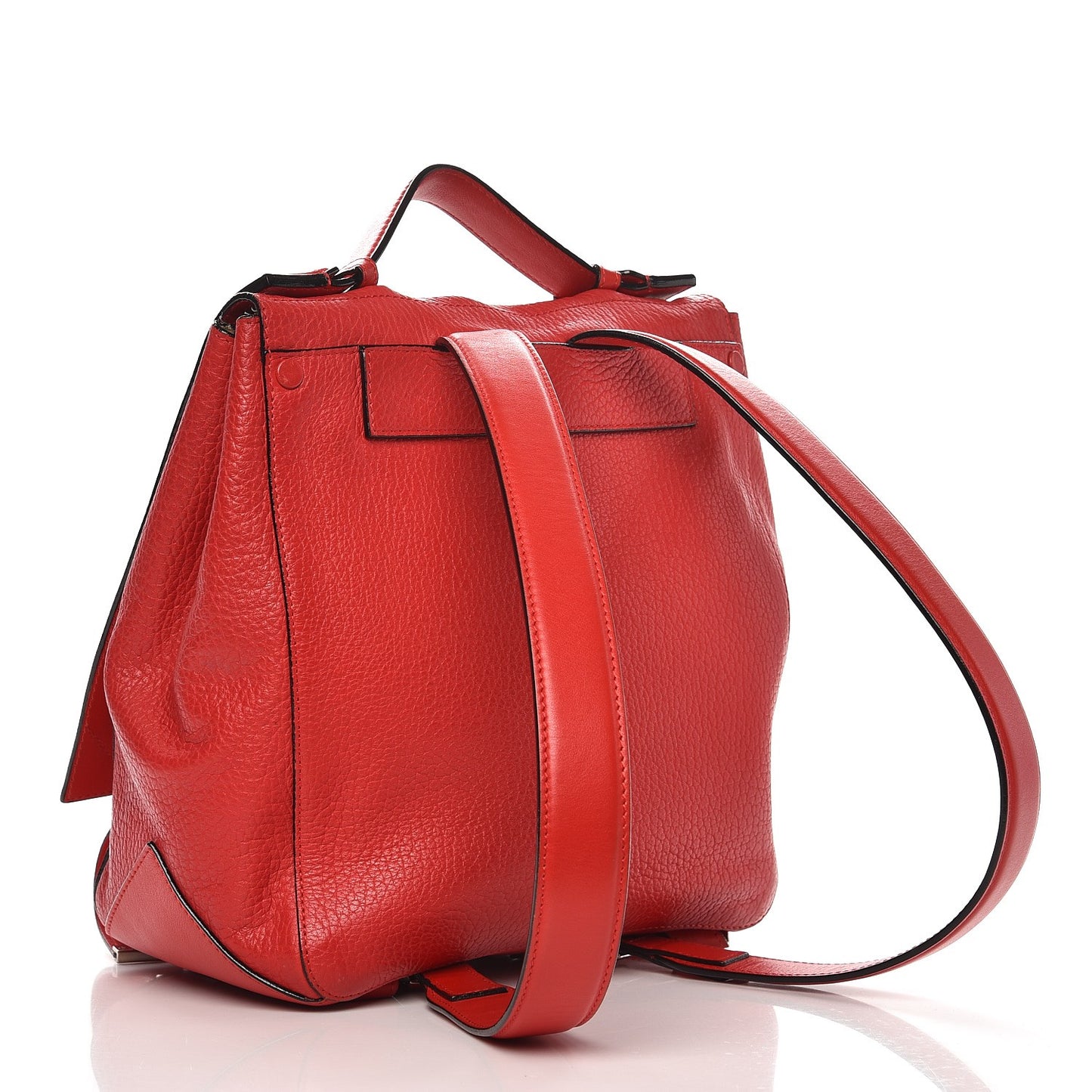 Pebbled Calfskin PS Courier Backpack Red