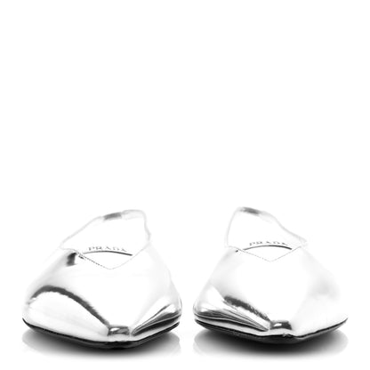 Prada Metallic Calfskin Slingback Ballerinas 39.5 Silver 3 of 9