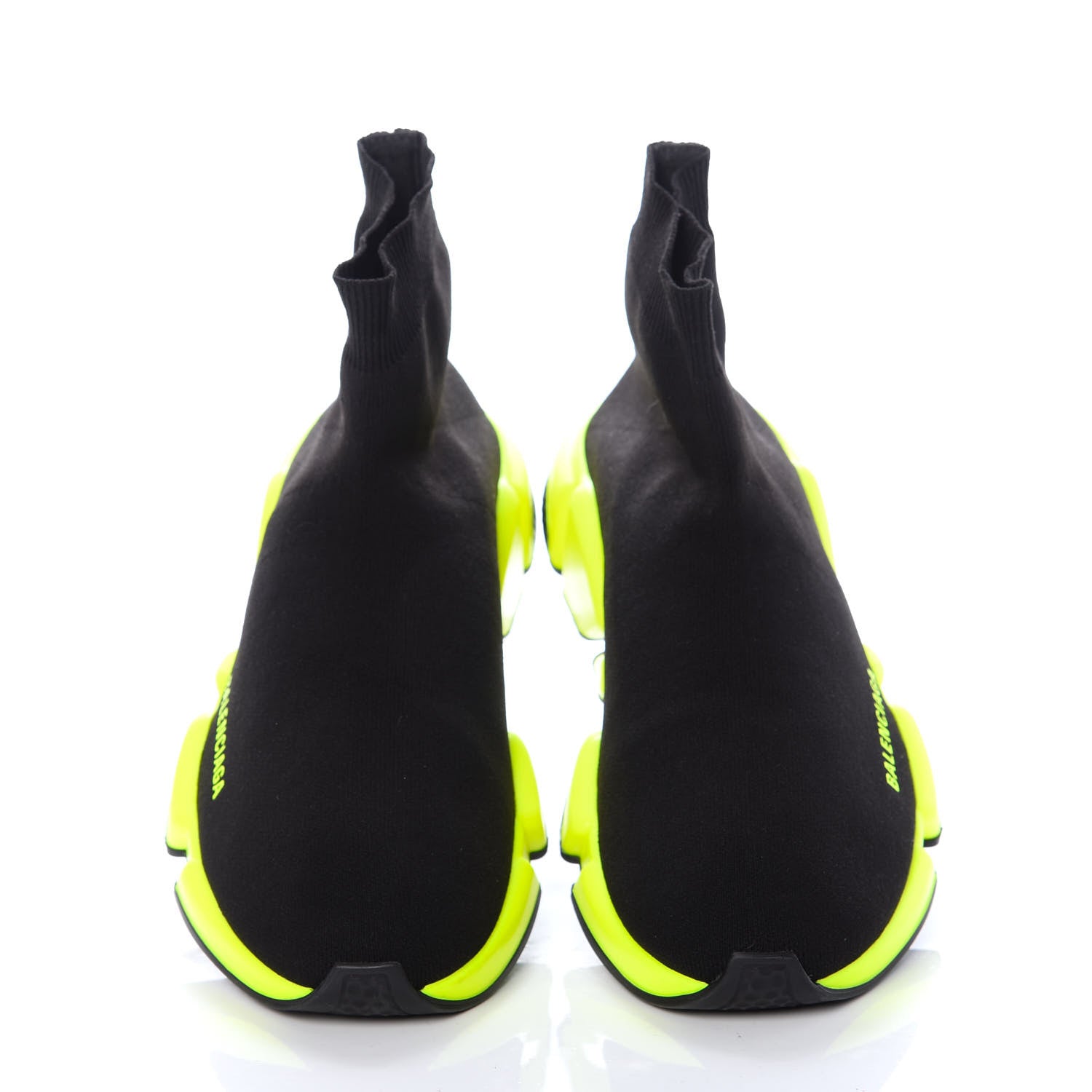 Balenciaga Neoprene Knit Mens Speed Sneakers 42 Black Lime 5 of 10