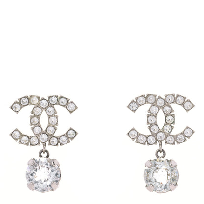 Chanel Crystal CC Drop Earrings Silver 1 of 5