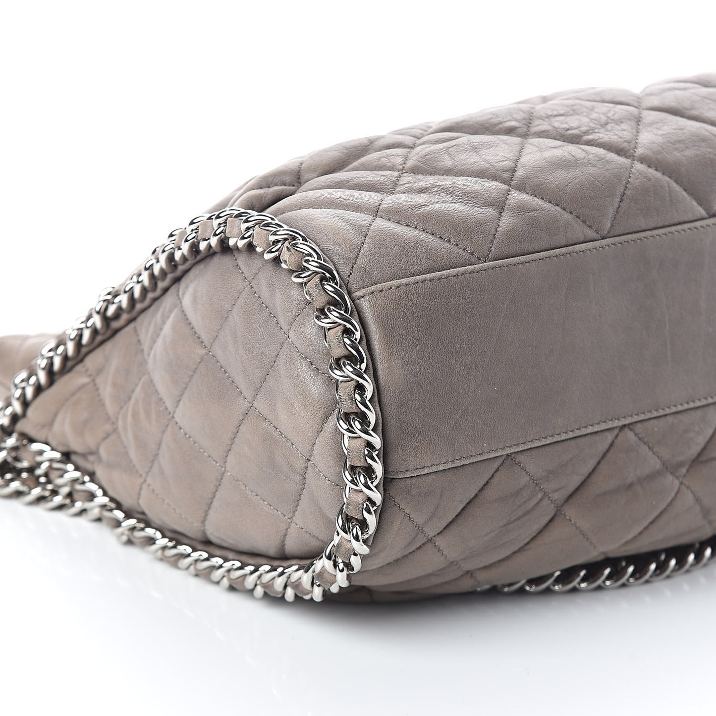 Washed Lambskin Chain Around Hobo Taupe