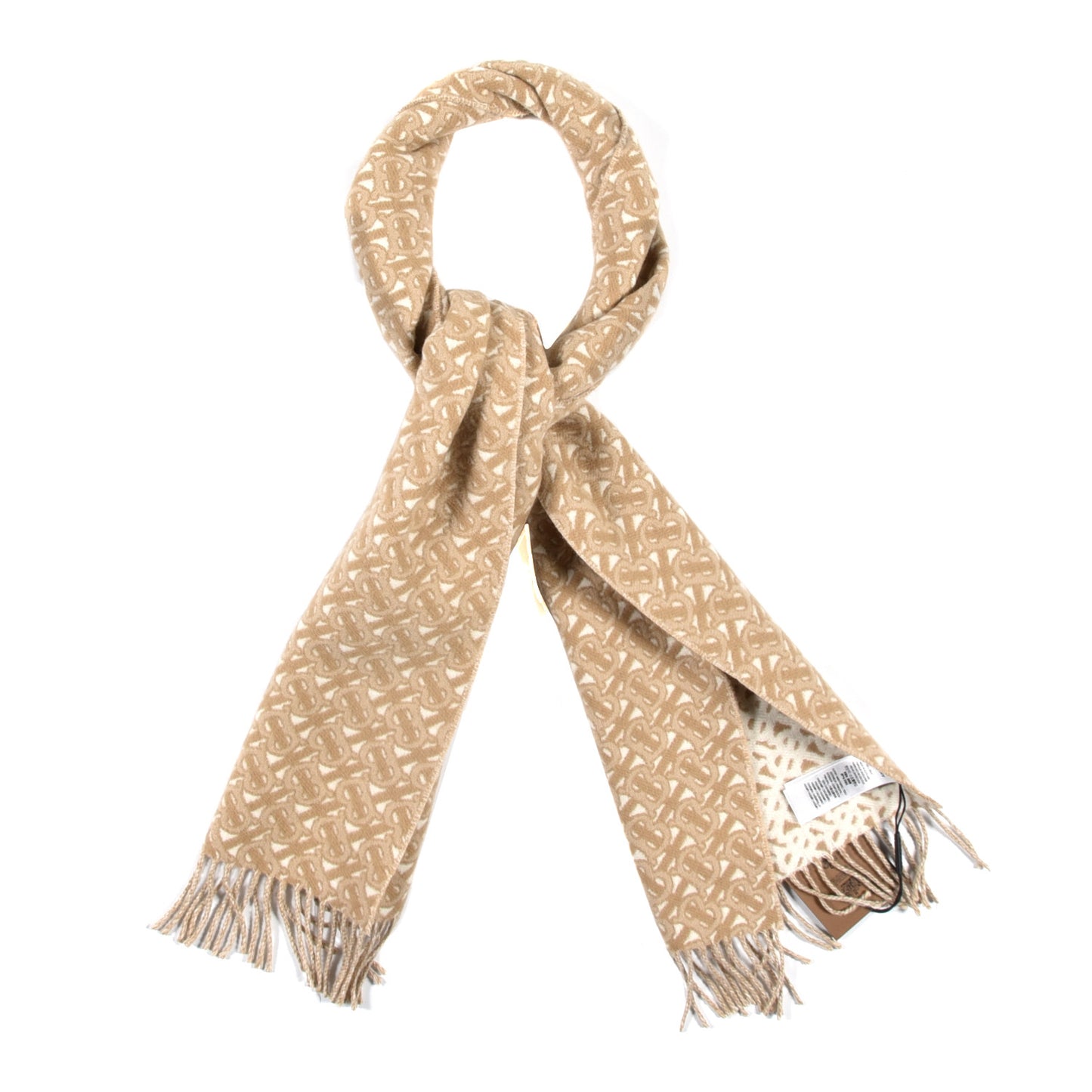 Cashmere TB Motif Jacquard Scarf Archive Beige