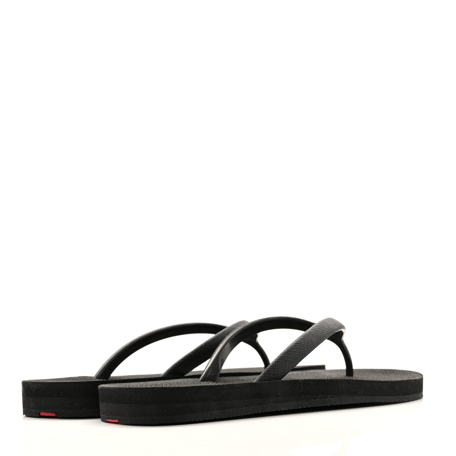 Prada Saffiano Rubber Metal Triangle Thong Sandals 37 Black 5 of 12