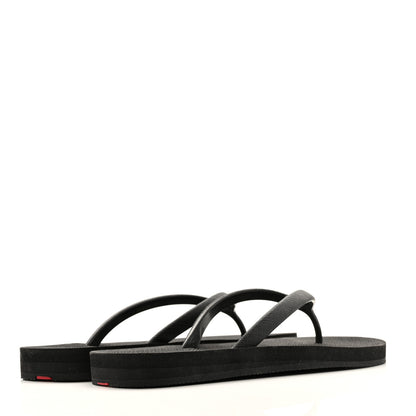 Prada Saffiano Rubber Metal Triangle Thong Sandals 37 Black 5 of 12