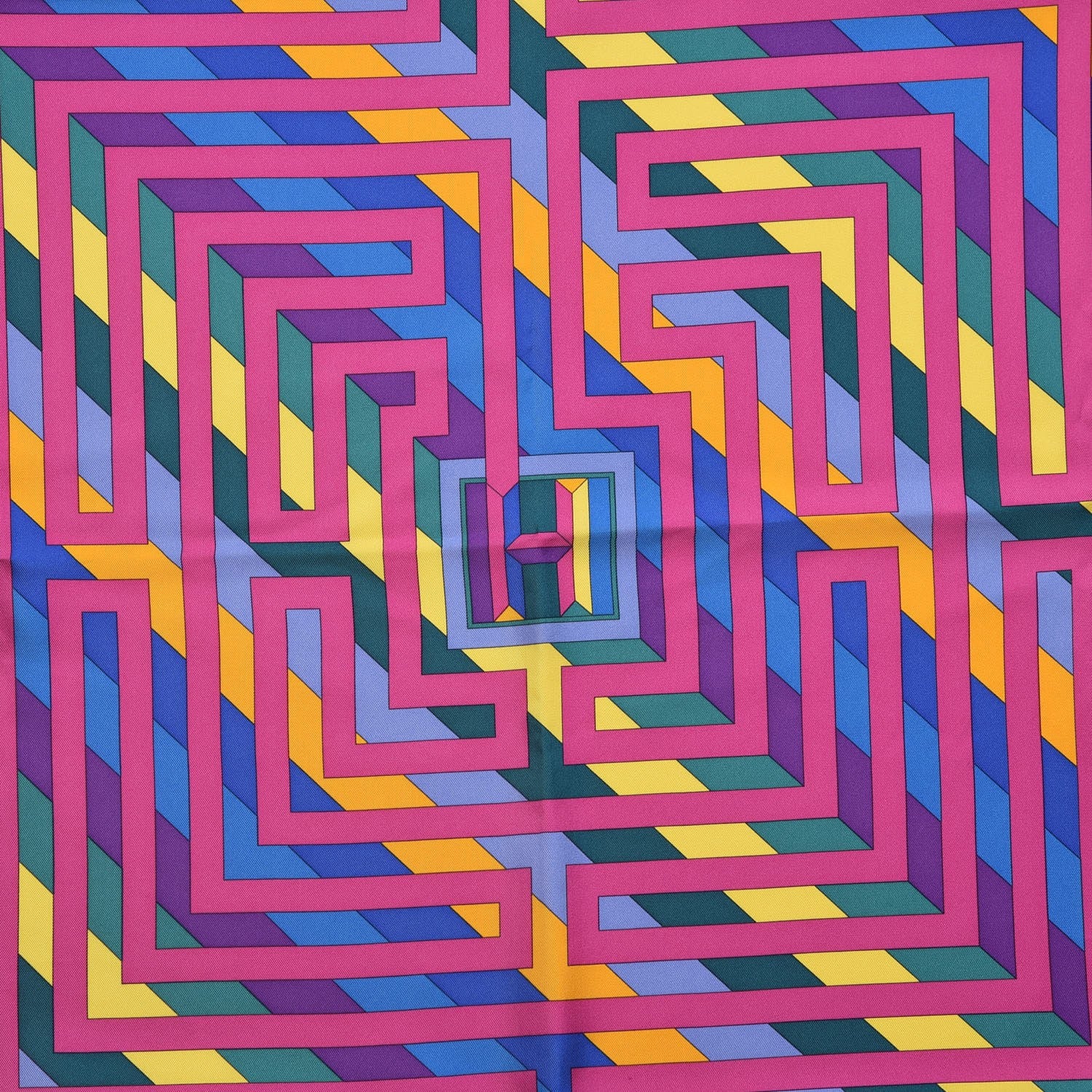 Hermes Silk Le Fil D'Ariane Scarf 90 Violet Vert Jaune 3 of 7