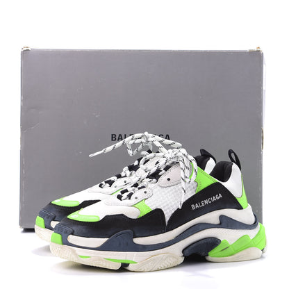 Balenciaga Fabric Mesh Womens Triple S Sneakers 40 White Green Fluo Black 10 of 10