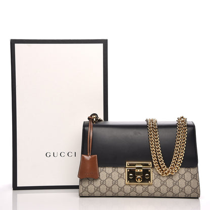 Gucci GG Supreme Monogram Calfskin Medium Padlock Shoulder Bag Beige Black Cuir 8 of 8
