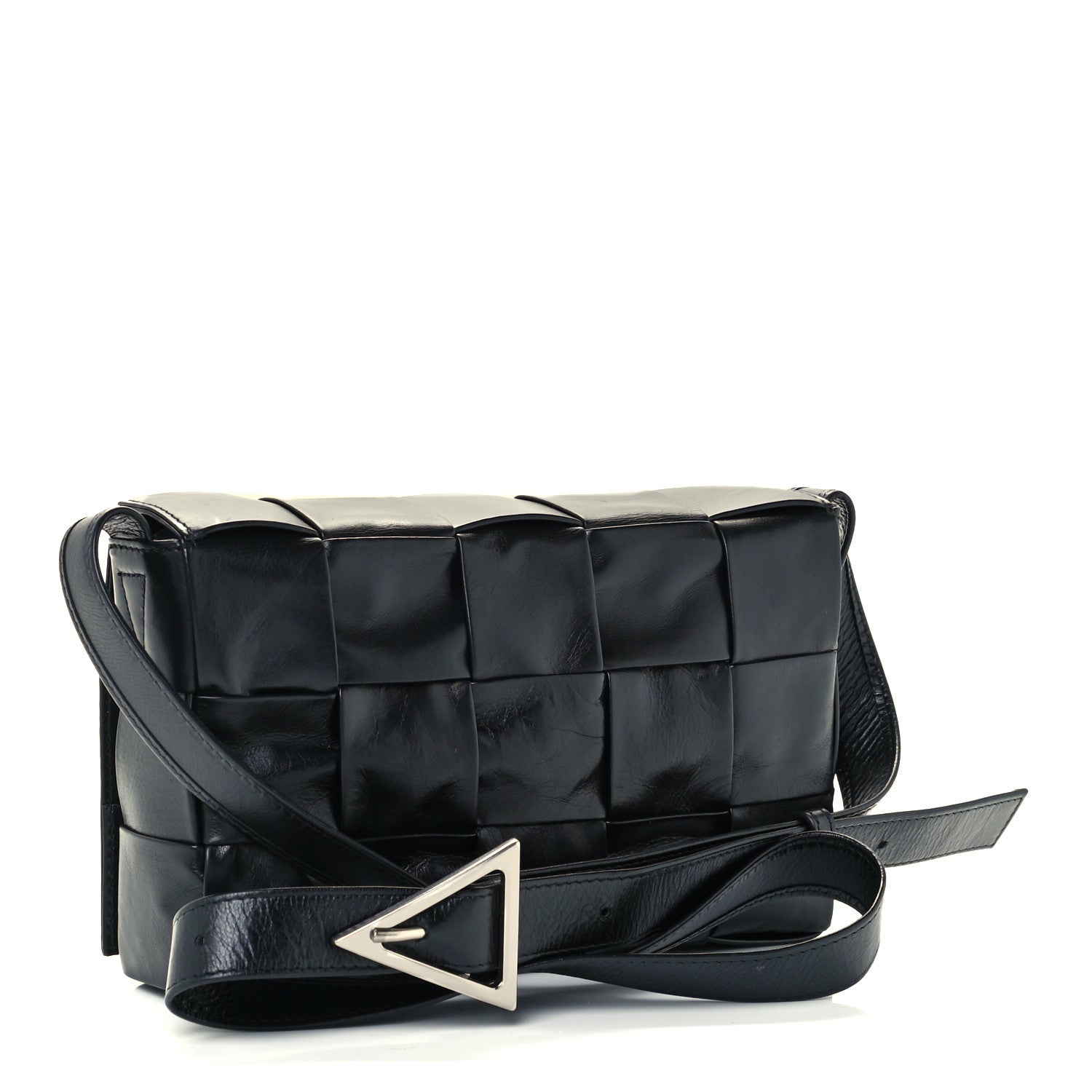 Bottega Veneta Paper Calfskin Maxi Intreccio Cassette Crossbody Bag Black 3 of 11