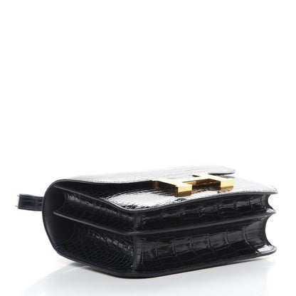 Hermes Shiny Porosus Crocodile Constance 24 Bleu Marine 4 of 11