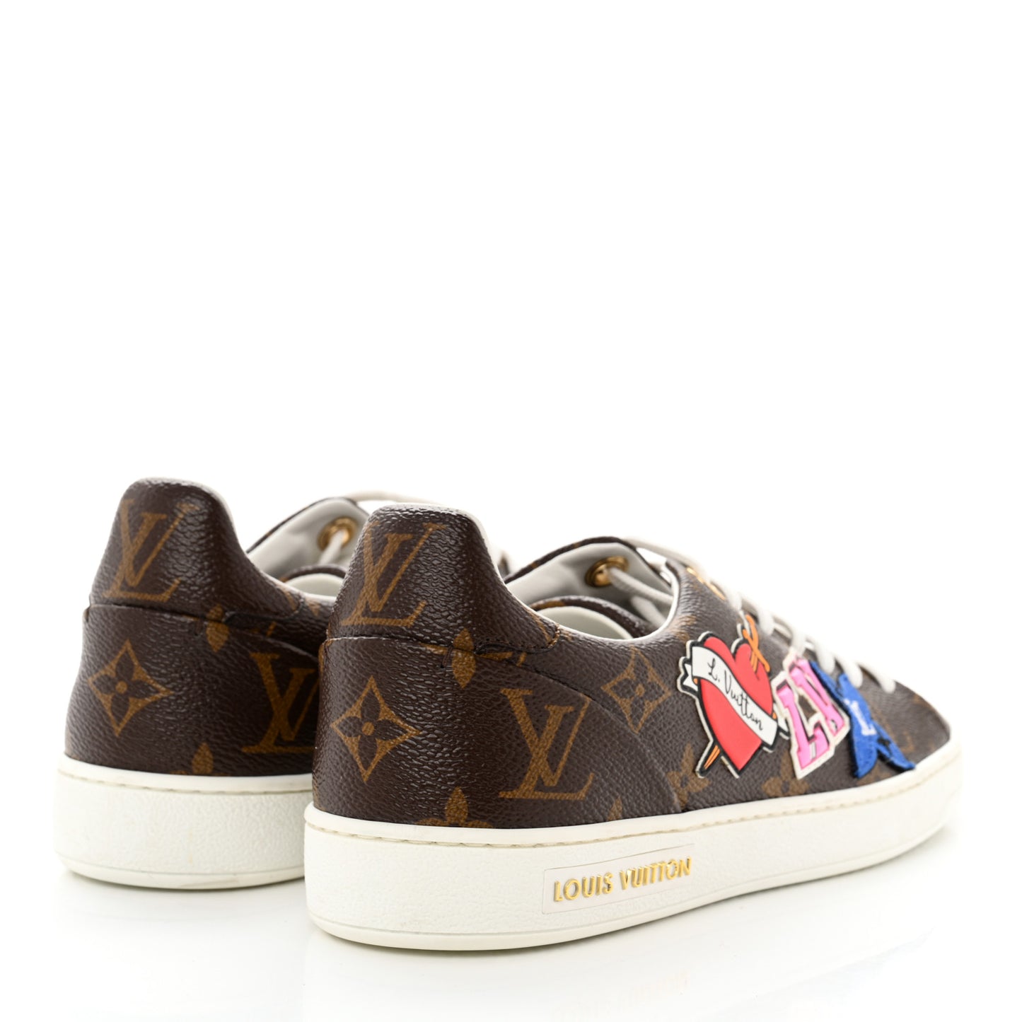 Calfskin Monogram LV Black Heart Sneakers 36 Cacao
