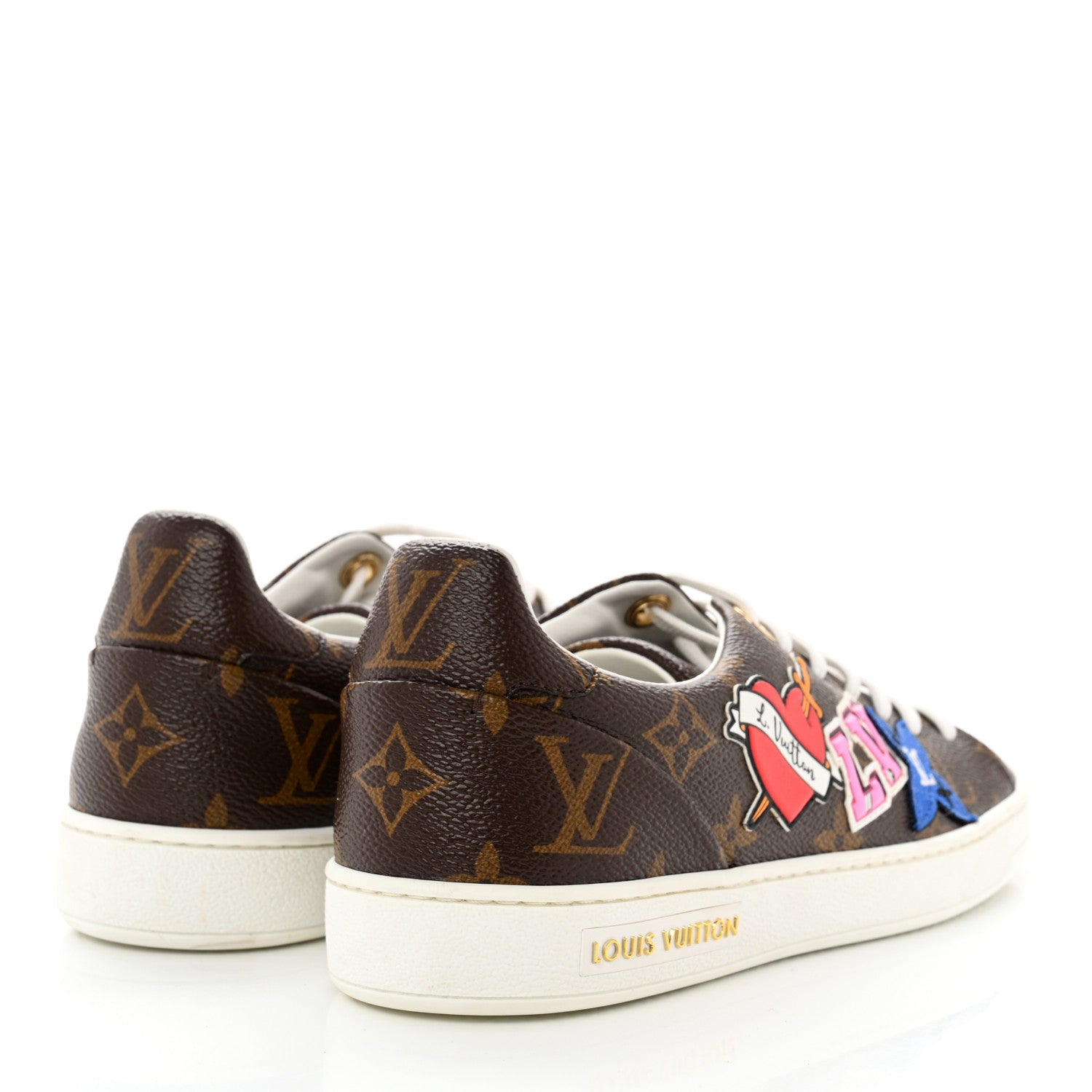 Louis Vuitton Calfskin Monogram LV Black Heart Sneakers 36 Cacao 4 of 11