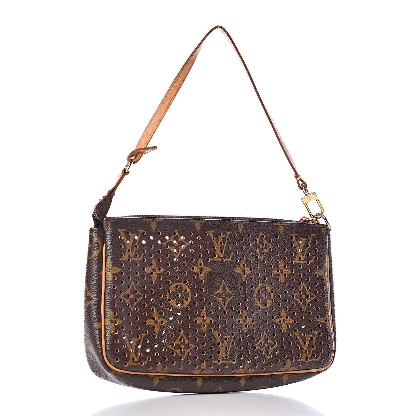 Monogram Perforated Pochette Accessories Bag Orange