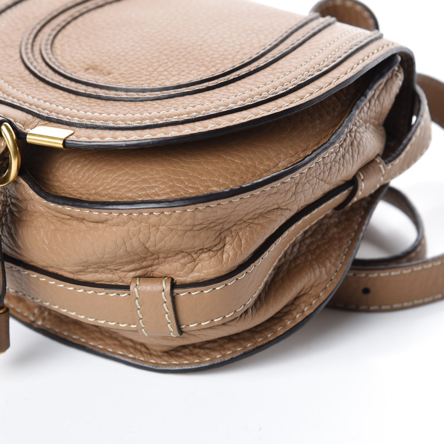 Calfskin Mini Marcie Round Crossbody Bag Nut