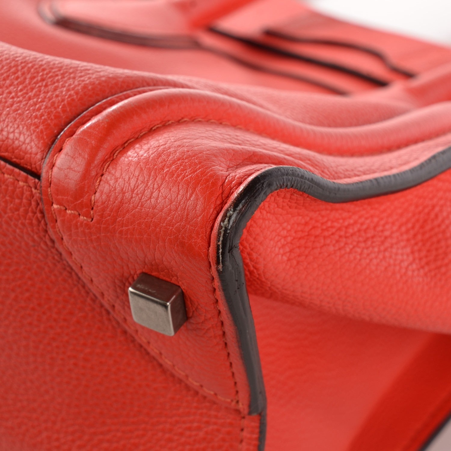 Celine Drummed Calfskin Mini Luggage Vermillion 10 of 14
